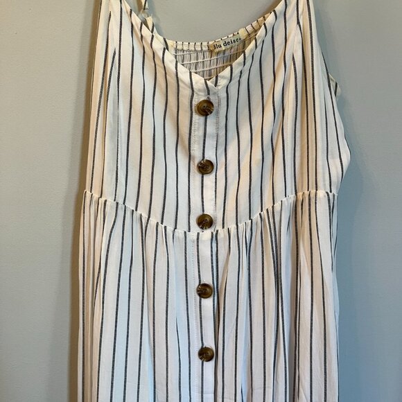 Button Front Striped Midi Dress - Picture 5 of 5